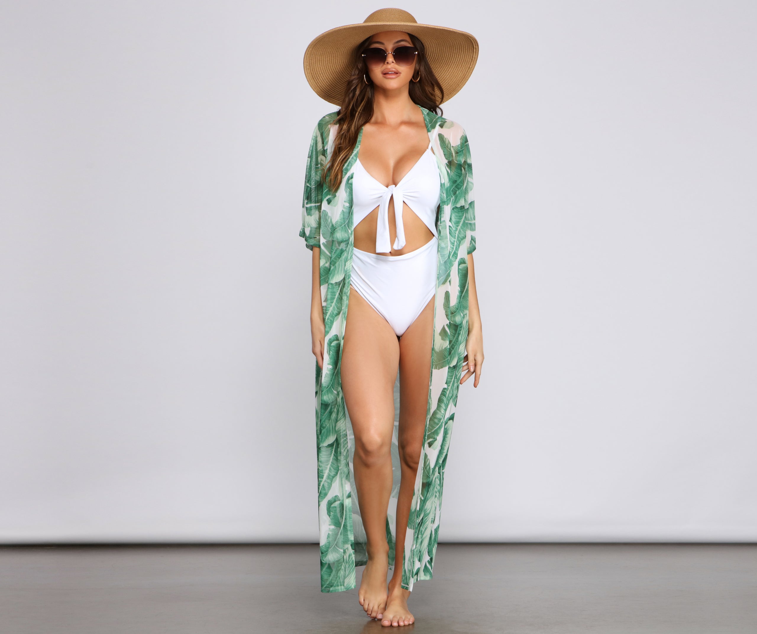 Miss Jetsetter Tropical Mesh Duster