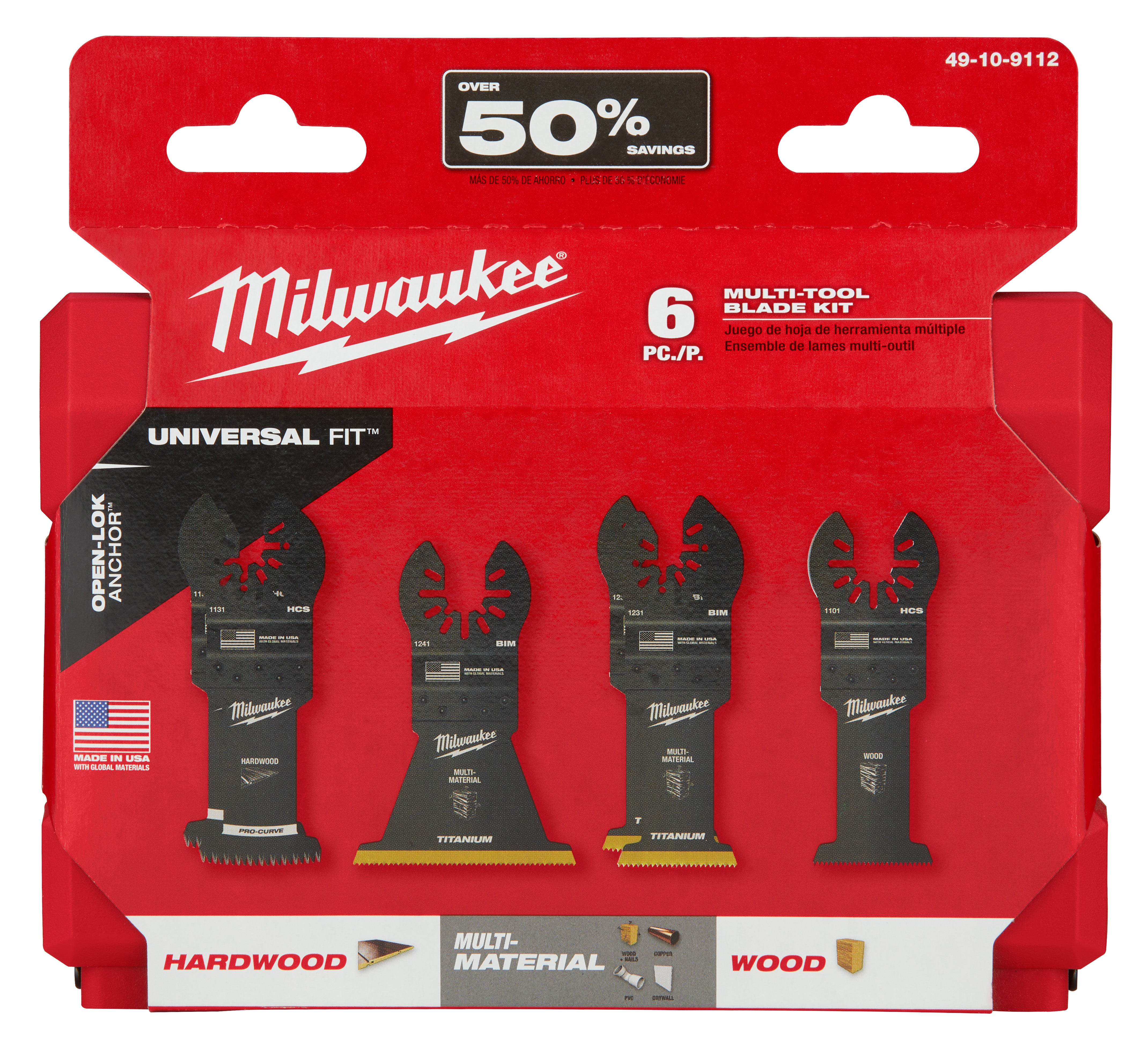 Milwaukee  49-10-9112 OPEN-LOK? 6Pc Multi-Tool Blade Kit