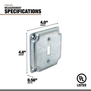 Southwire 4 in. W Steel Metallic 2-Gang Exposed Work Square Cover for 1 Toggle Switch (1-Pack) G1935-UPC