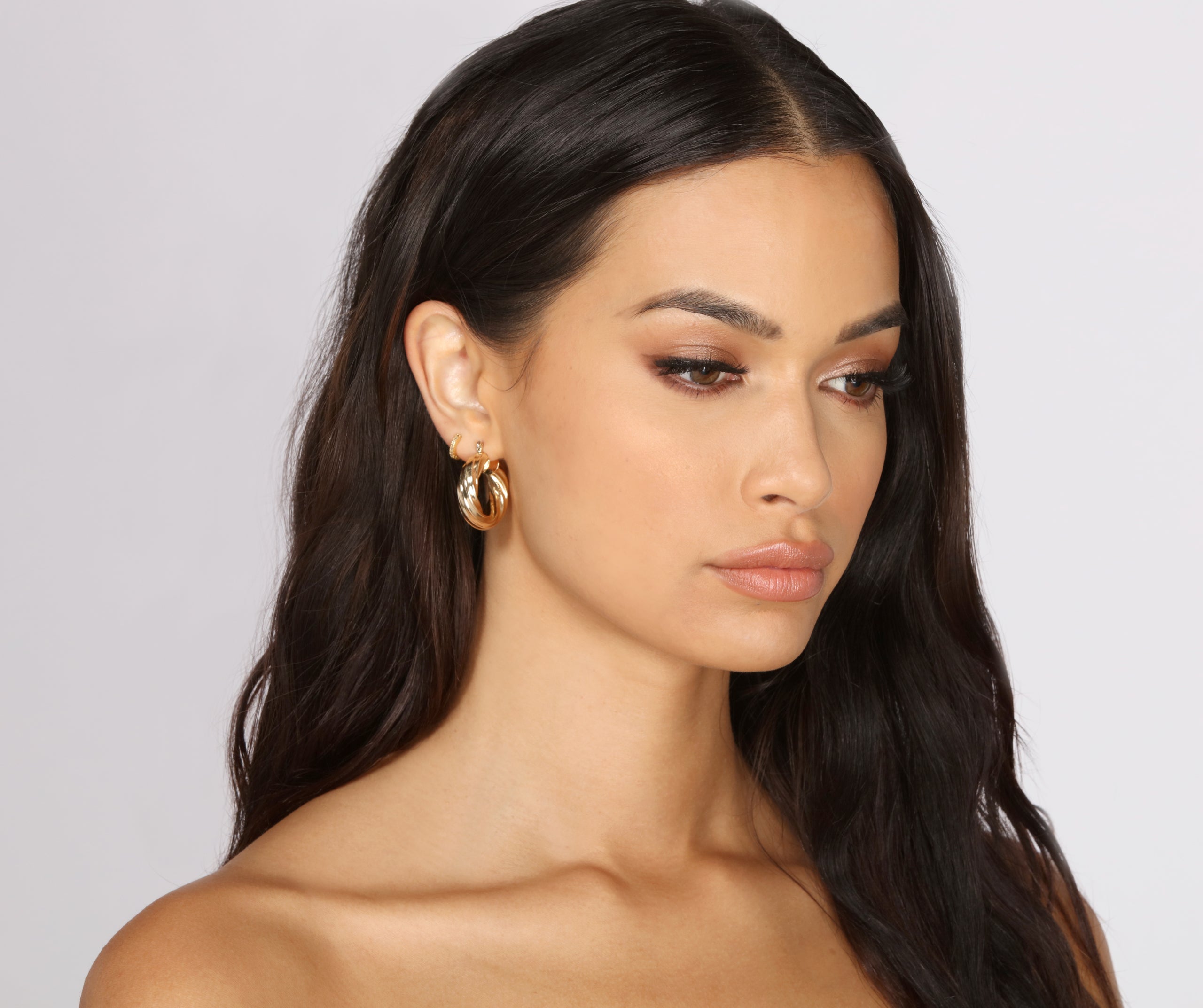 Three Pack Tube Hoop Earrings