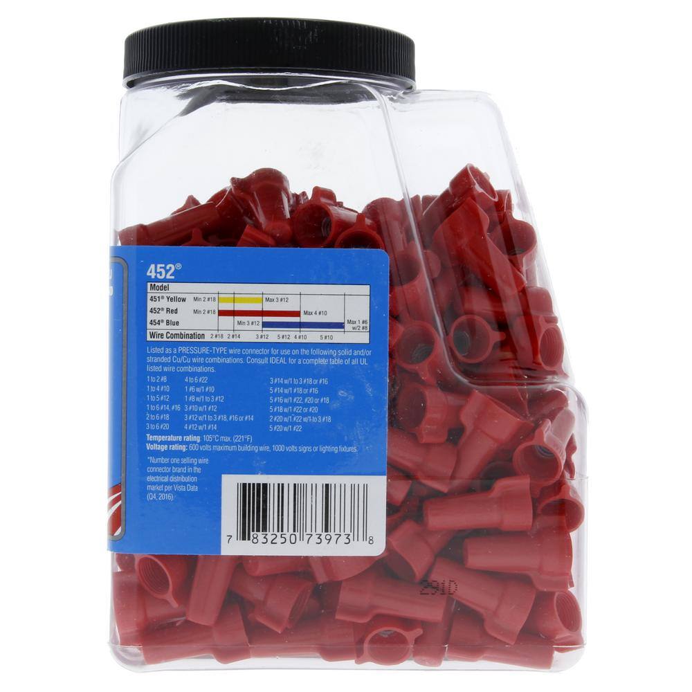 IDEAL 452 Red WING-NUT Wire Connectors (250 per Jar) 30-1452J