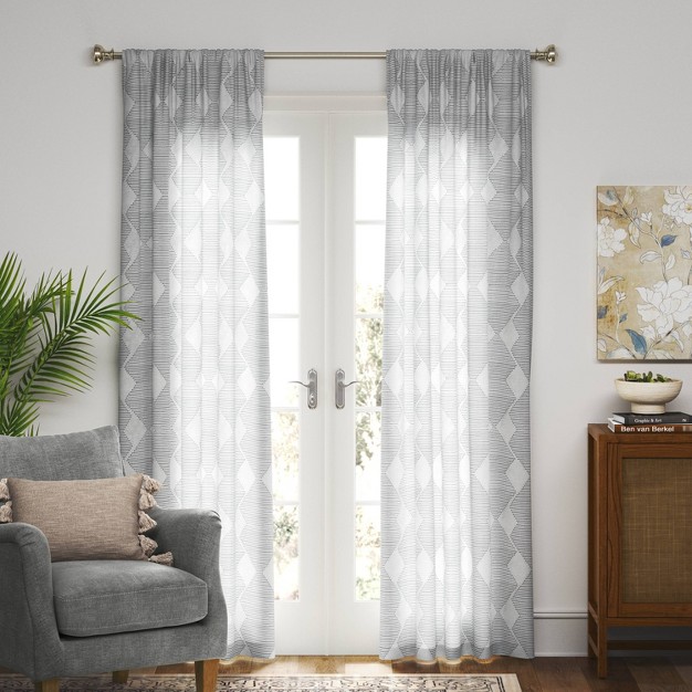 Sheer Clipped Curtain Panel Radiant Gray