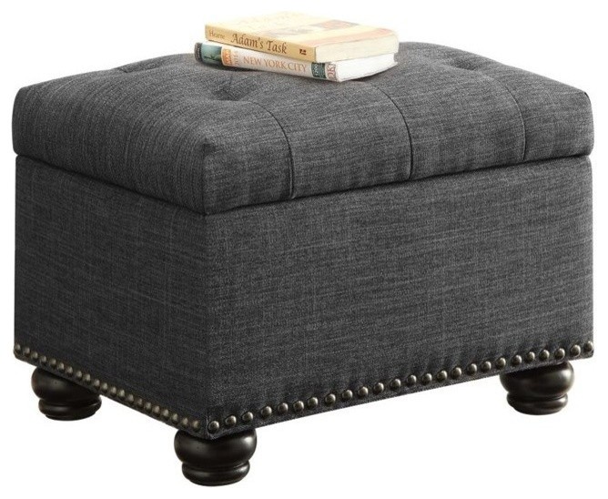 Pemberly Row Storage Ottoman in Ribbon   Traditional   Footstools And Ottomans   by Homesquare  Houzz