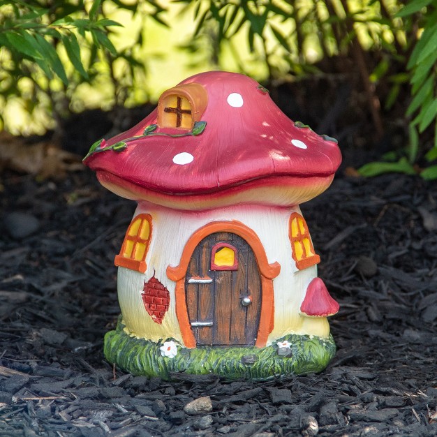 Red Mushroom House Outdoor Garden Statue