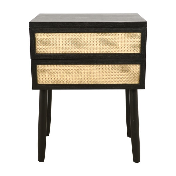 Trenton 2 Drawer Wood and Rattan Side Table