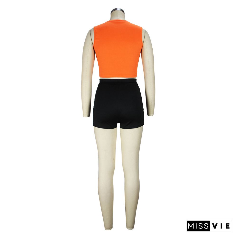 Sportswear Tank Crop Top Biker Shorts Tracksuit