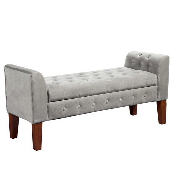 Benjara BM195781 Velvet Upholstered Button Tufted ...