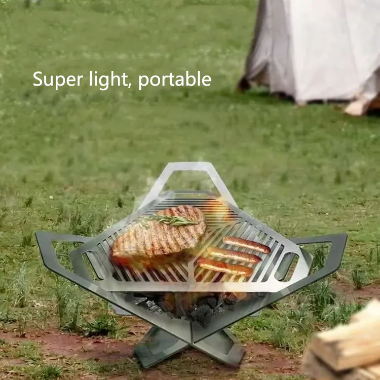 Portable Outdoor Barbecue Grill 304 Stainless Steel 3 pcs Combine Cassette  Customized Camping Fireplace Picnic BBQ Stove