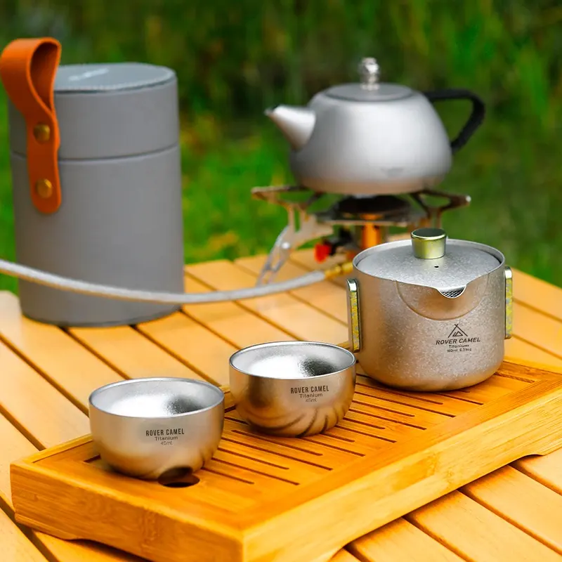 Pure titanium travel tea set portable outdoor kung fu tea infuser pot camping drinkware accessories colorful teapot with tea cup