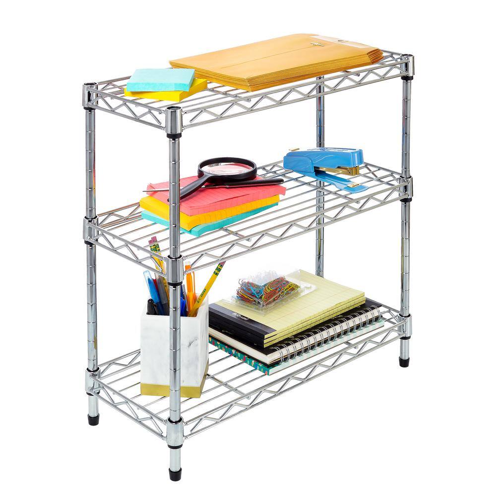 Seville Classics 17.5 in. W 3-Tier Steel Wire Shelving Unit in Silver WEB911