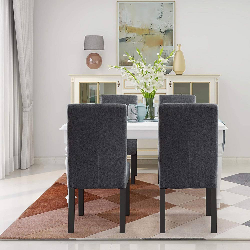 Home Beyond Savona Grey Upholstery Contemporary Dining Accent Chair Set of 2 UC-6G