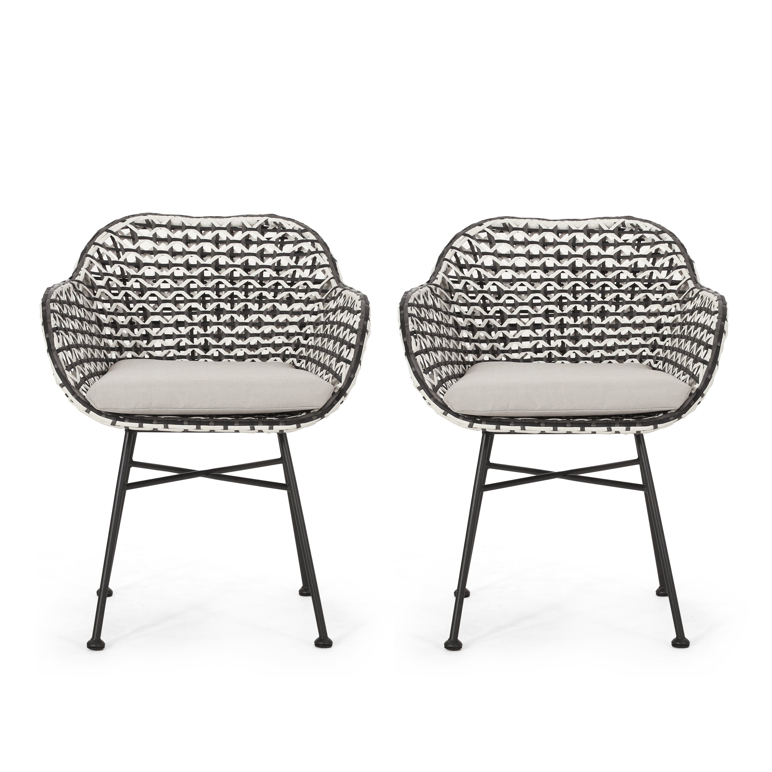 Jayline Outdoor Wicker Chair with Cushion (Set of 2)