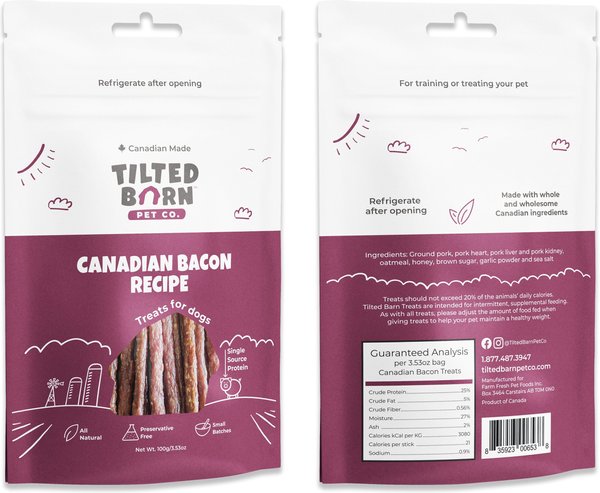 Tilted Barn Pet Company Canadian Bacon Recipe Dog Treats， 3.53-oz bag