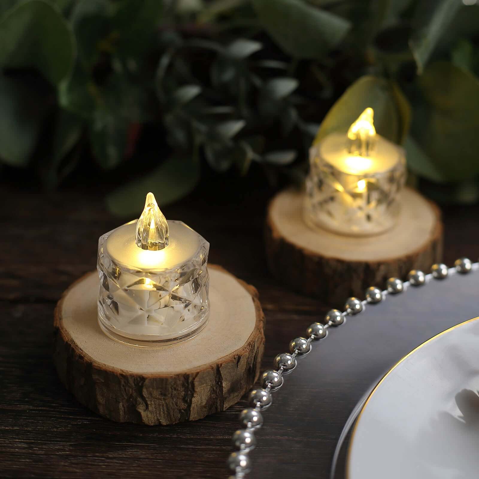 12 Pack Warm White Diamond Battery-Operated LED Tealight Candles, Decorative Flameless Tea Lights 2