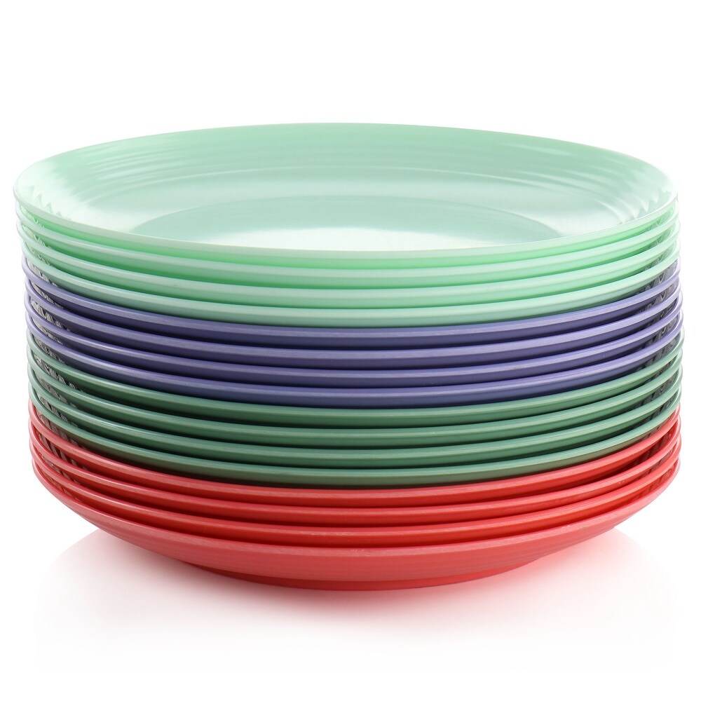 Gibson Home Zelly Melamine 8.5in 16 Piece Dessert Plate Set in Assorted Colors   8.5 Inches