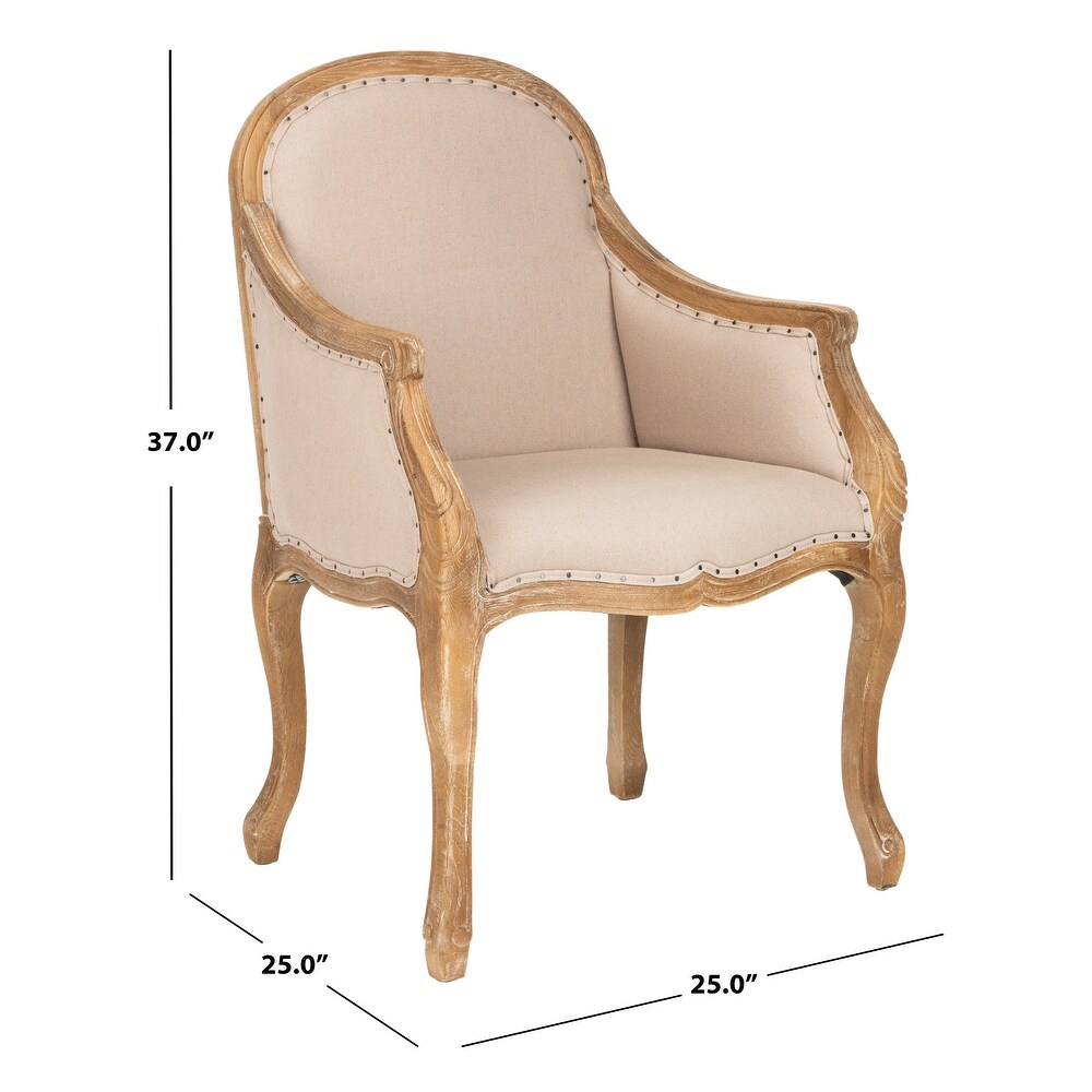 SAFAVIEH Dining Old World Arles Beige/ Antiqued Oak Finish Nailhead Arm Chair