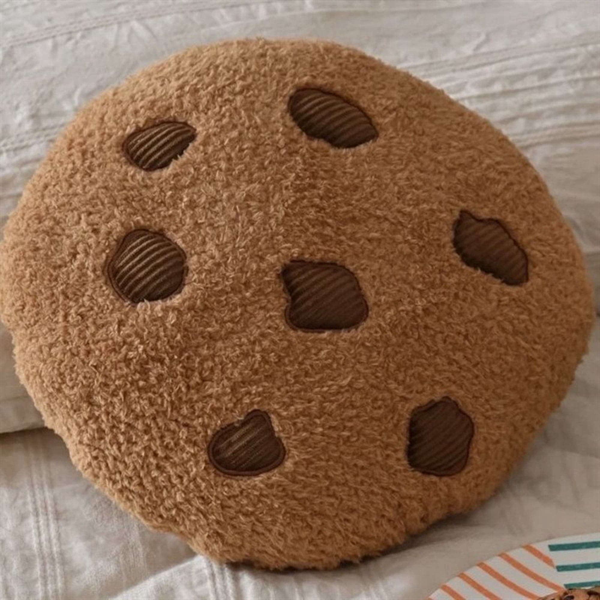 Funny Cookie Pillow Round Throw Pillow Chocolate Chip Soft Food Pillow Cute Plushie for Sofa Floor Room Decor