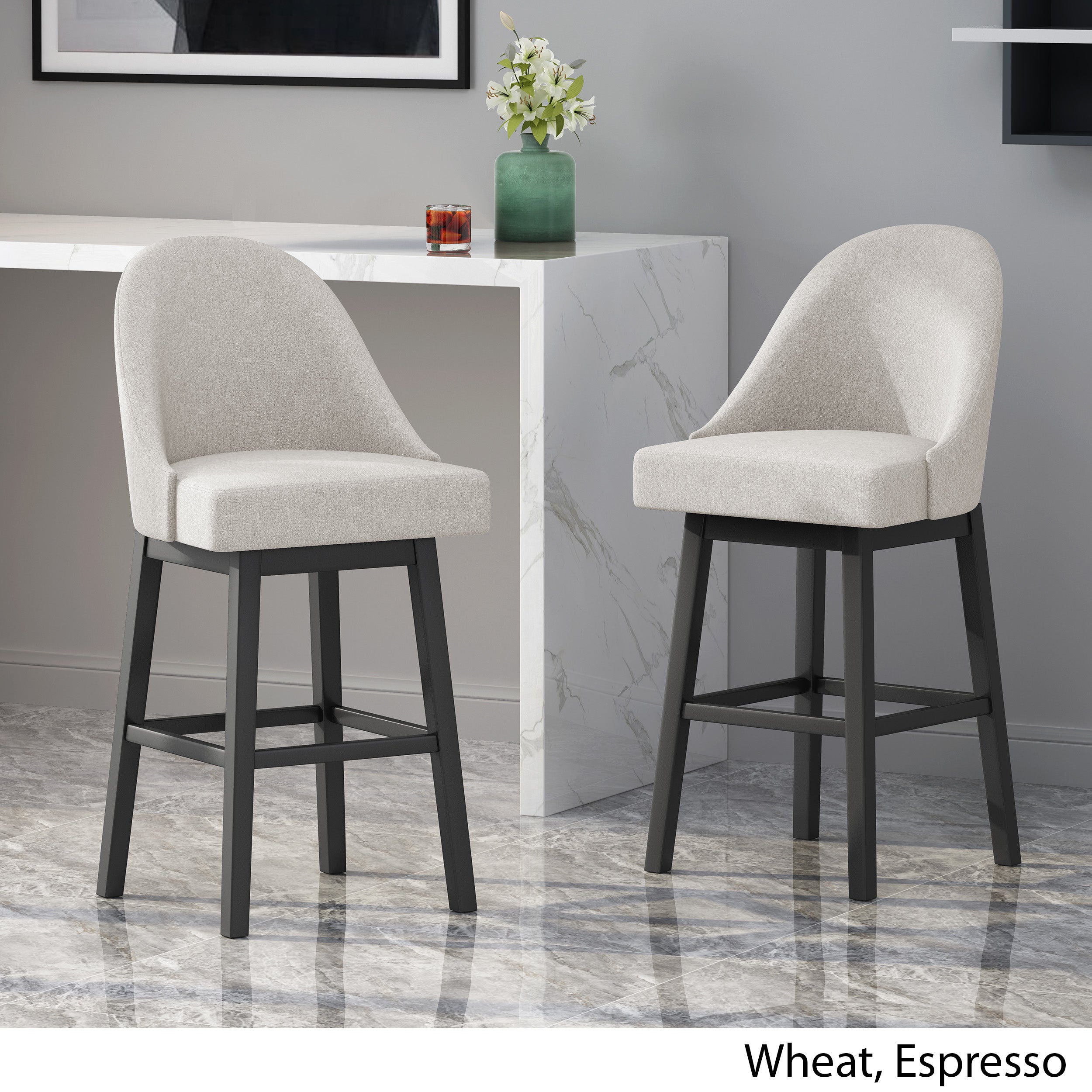 Andriel Modern Upholstered Swivel Bar Stool