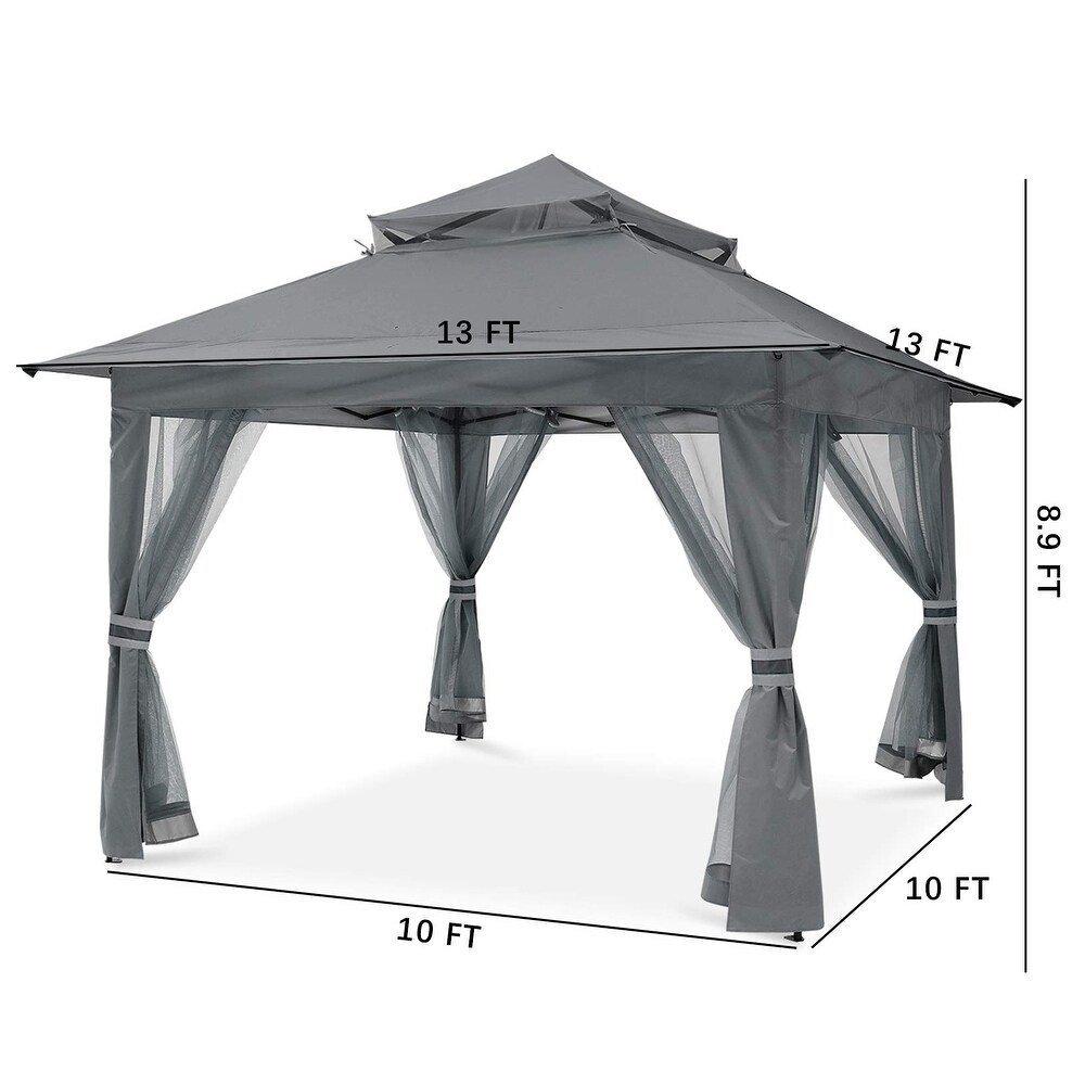 13' x 13' Patio Gazebo Outdoor Pop Up Gazebo with Mesh Walls