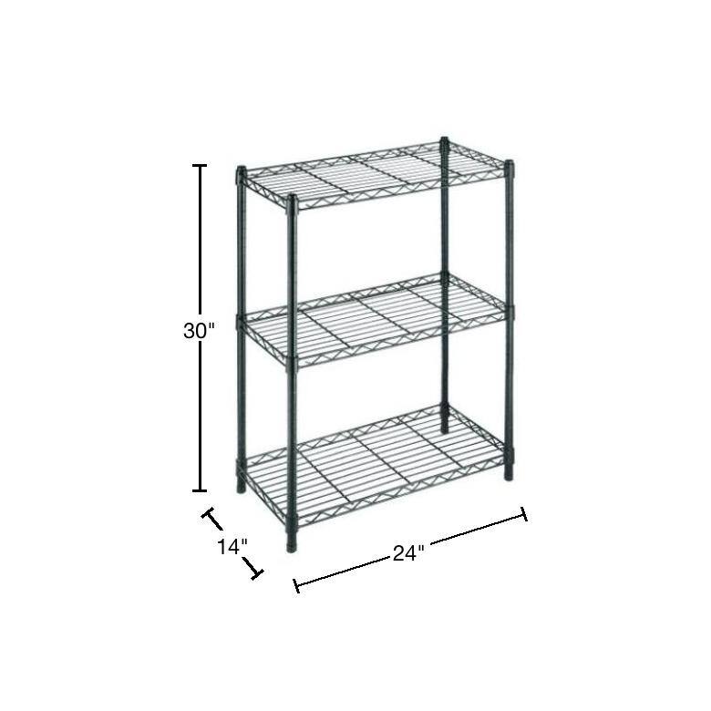 HDX 3-Tier Steel Wire Shelving Unit in Black (24 in. W x 30 in. H x 14 in. D) 31424BPS