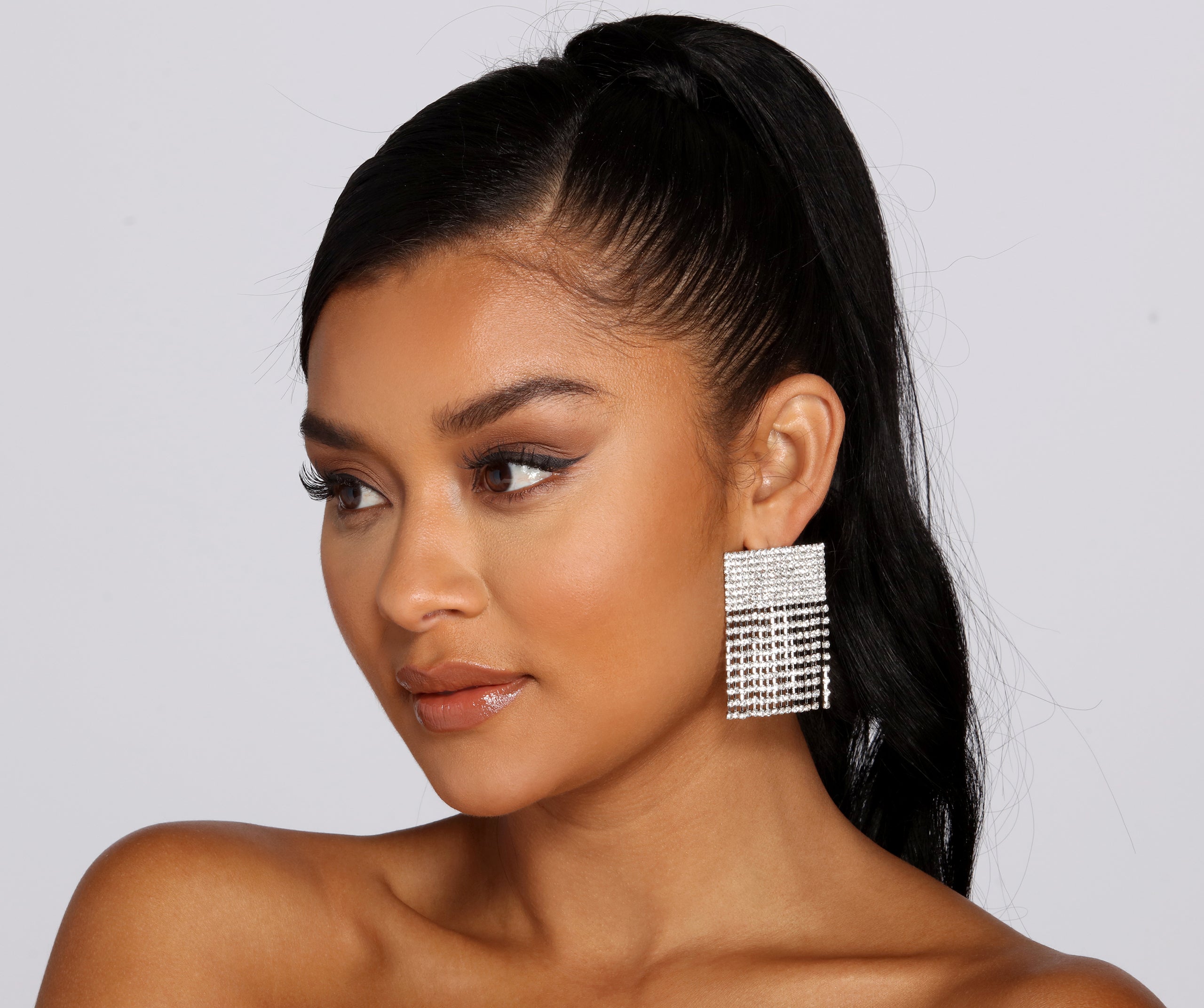 Mini Rhinestone Fringe Earrings