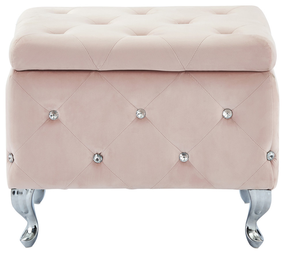 Velvet Single Storage Ottoman   Eclectic   Footstools And Ottomans   by WHI  Houzz