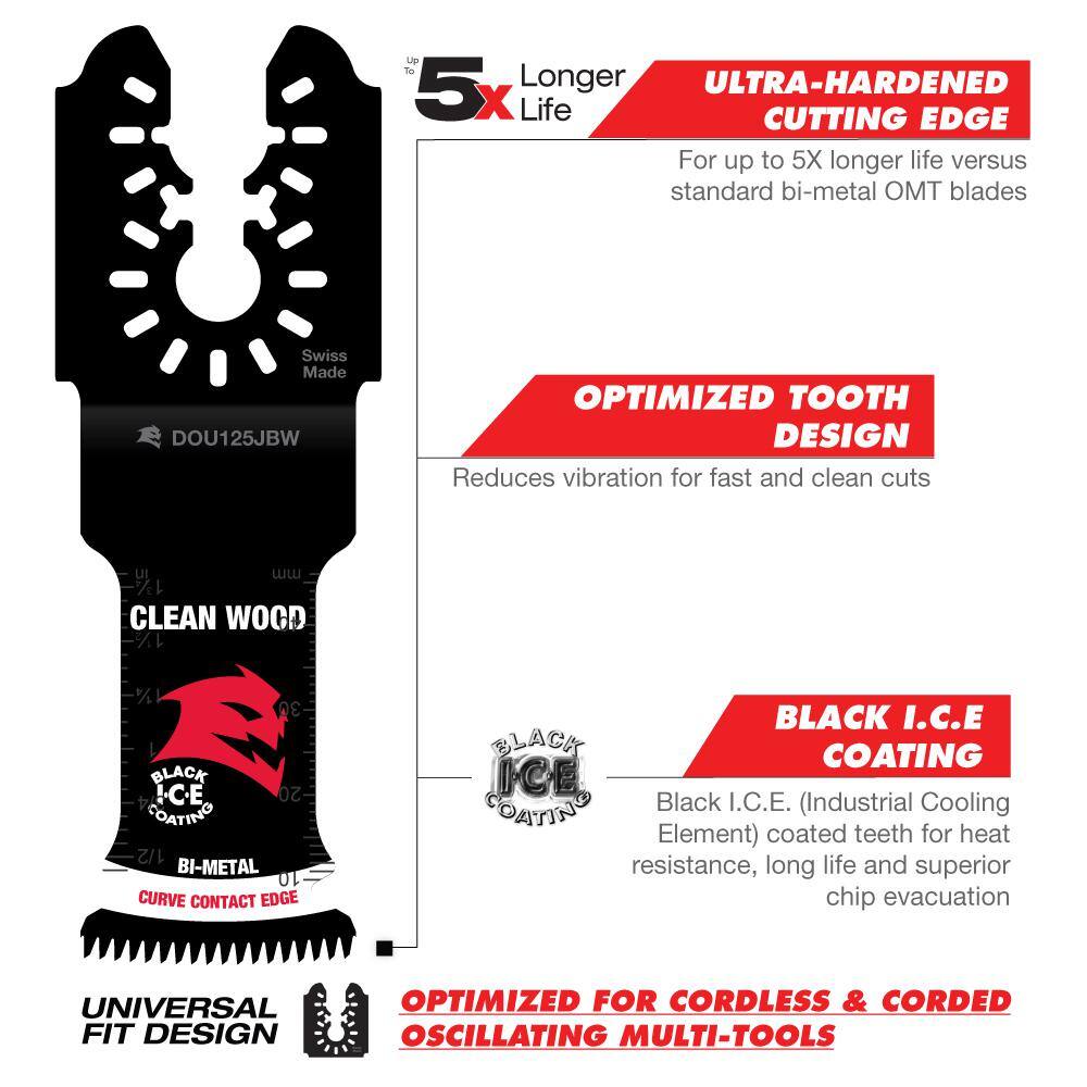 DIABLO 1‑14 in. Universal Fit Bi‑Metal Oscillating Blade for Clean Wood DOU125JBW