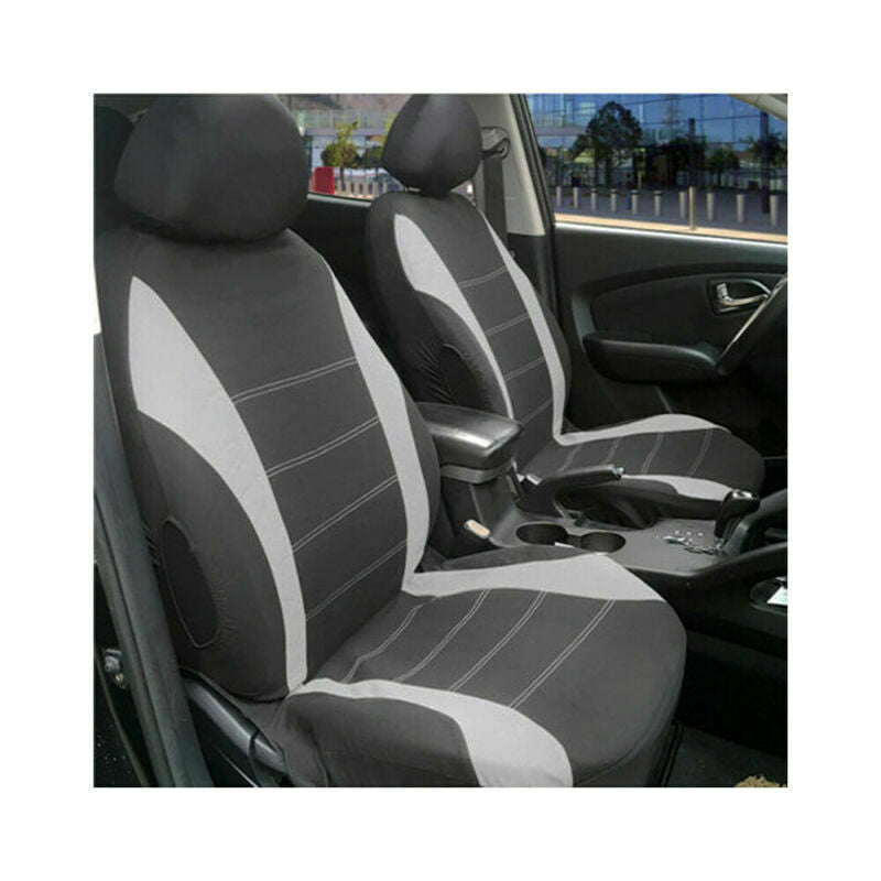 Auto Car Seat Covers 5 Seats Gray Two-Tone Front and Rear Split Bench for Cars Trucks SUV