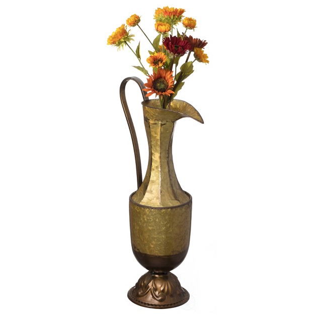 Uniquewise Decorative Antique Style 1 Handle Metal Jug Floor Vase For Entryway Living Room Or Dining Room Elegant Home Decor Accent