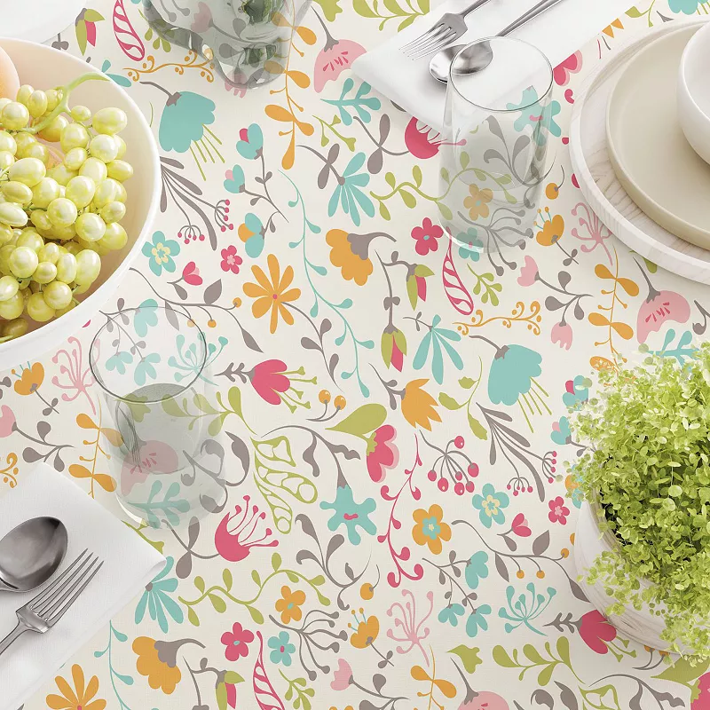 Square Tablecloth， 100% Polyester， 70x70， Blooming Springs