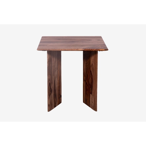 Porter Designs Cambria Transitional Solid Sheesham Wood End Table， Brown