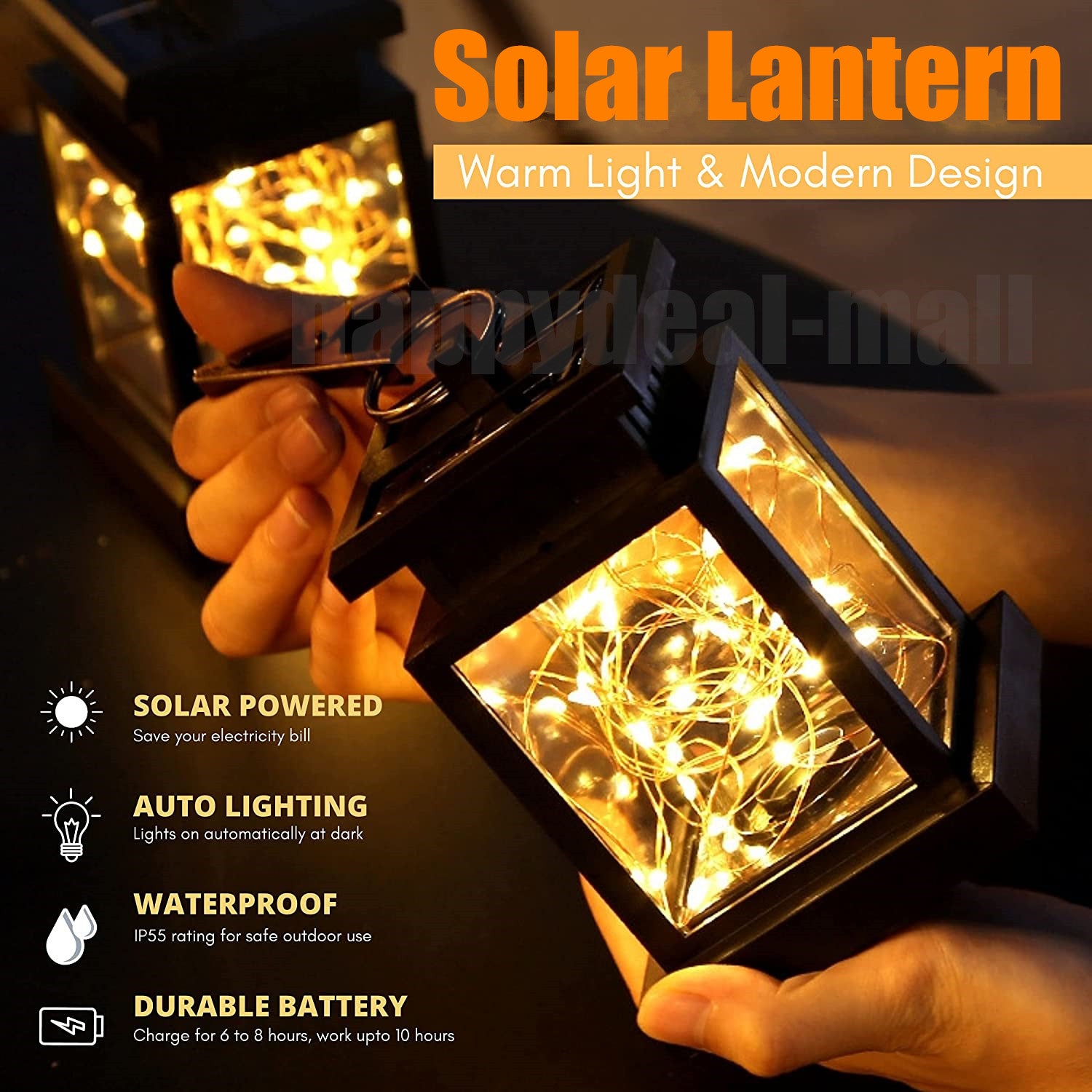 Solar Lanterns Outdoor Waterproof Hanging Solar Lights Outdoor 30 LEDs， Outdoor Lanterns Solar Powered for Patio Decor， Yard Decor， Garden Decorations (1 Pack)