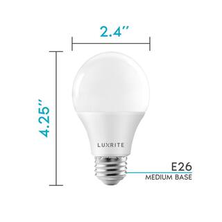 LUXRITE 75-Watt Equivalent A19 Dimmable LED Light Bulb ENERGY STAR 3000K Warm White (4-Pack) LR21431-4PK