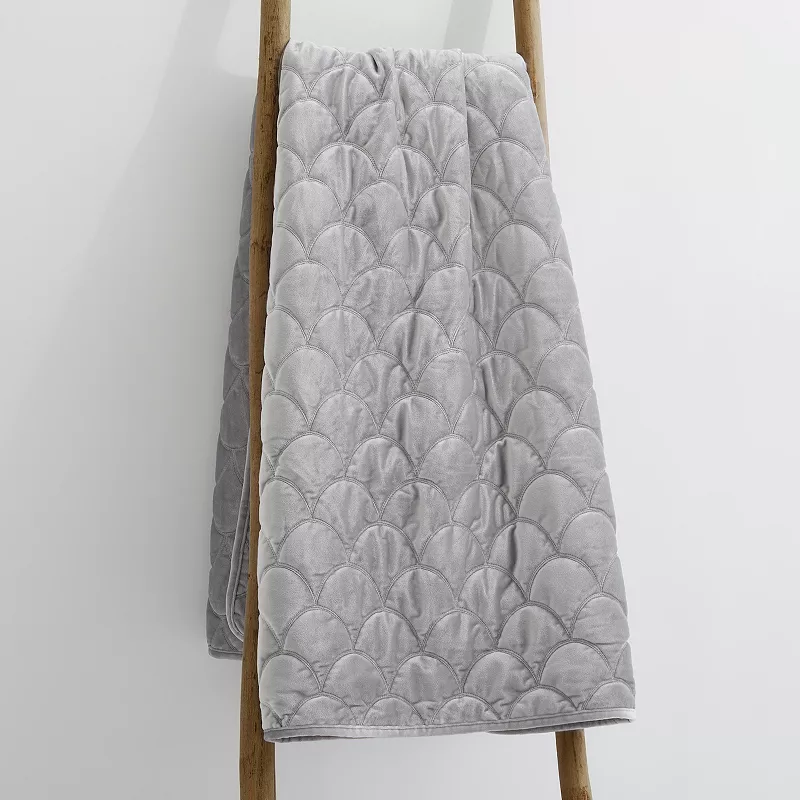 Levtex Home Light Grey Velvet Quilted Throw