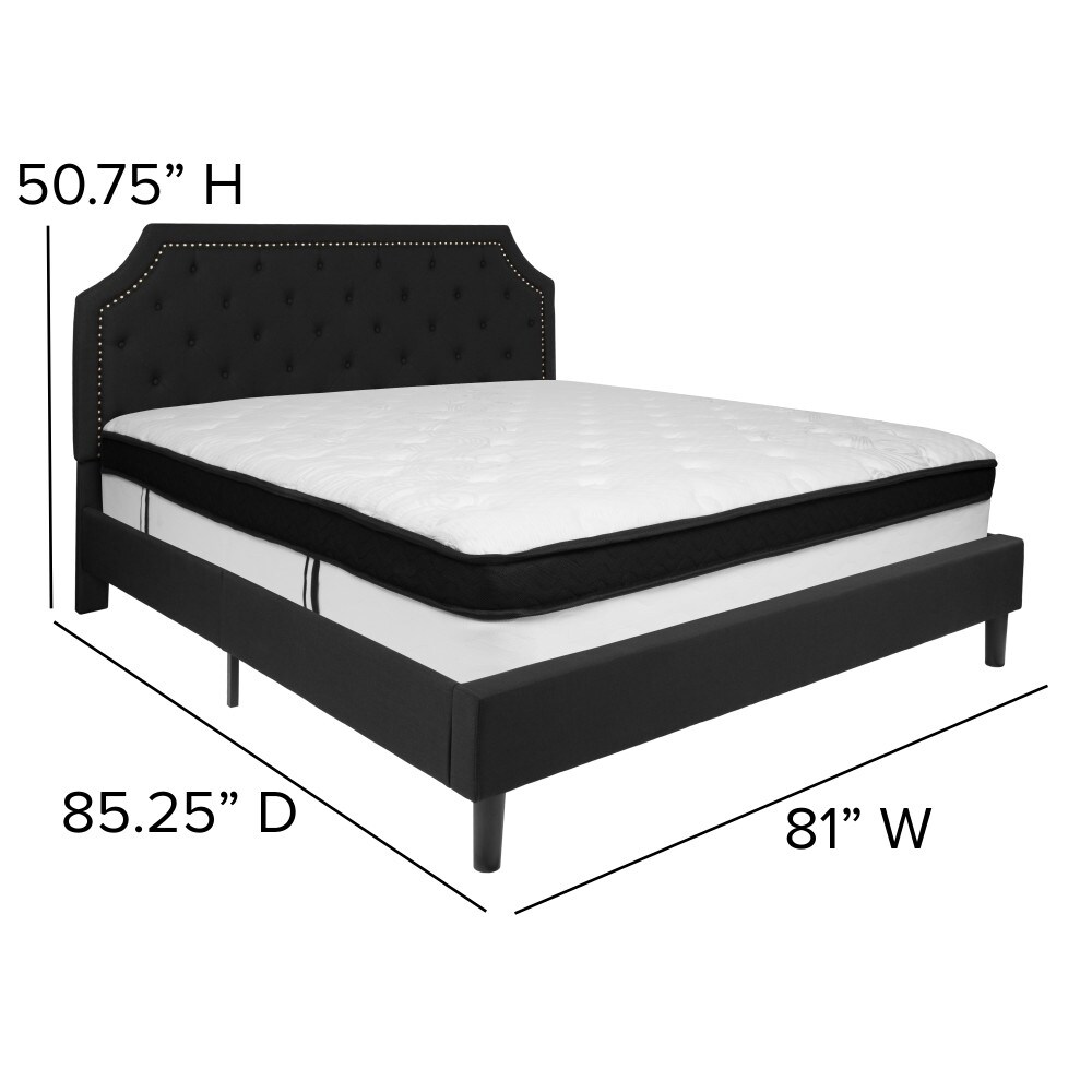 Arched Tufted Platform Bed and Memory Foam Pocket Spring Mattress