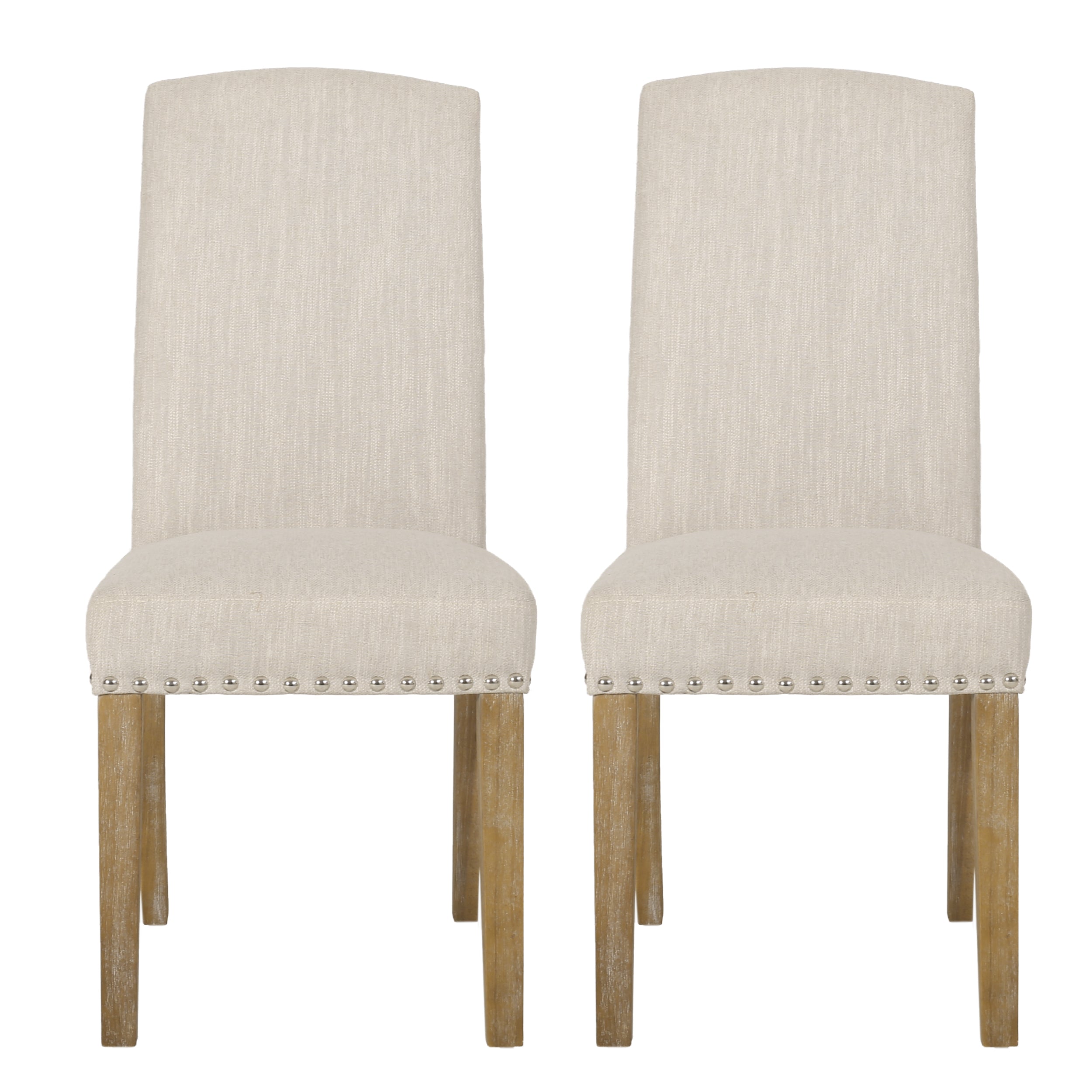 Depue Contemporary Fabric Dining Chair with Nailhead Trim, Set of 2