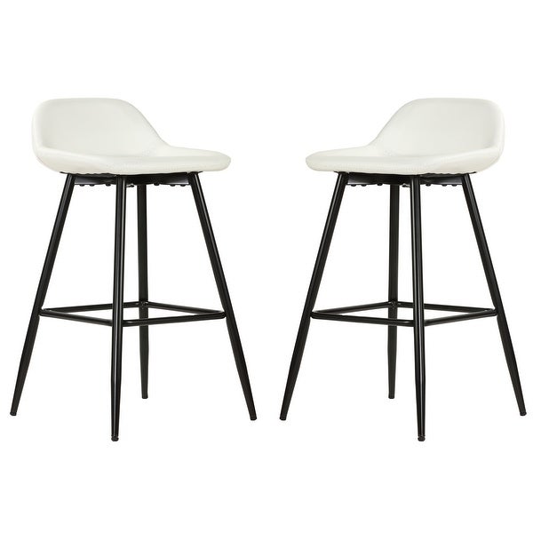 Cortesi Home Rain Counterstools with Faux Leather， Black Base (Set of 2)