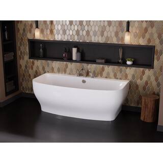 ANZZI Bank 65 in. Acrylic Flatbottom Non-Whirlpool Bathtub with Deck Mounted Faucet in White FT-FR112473CH