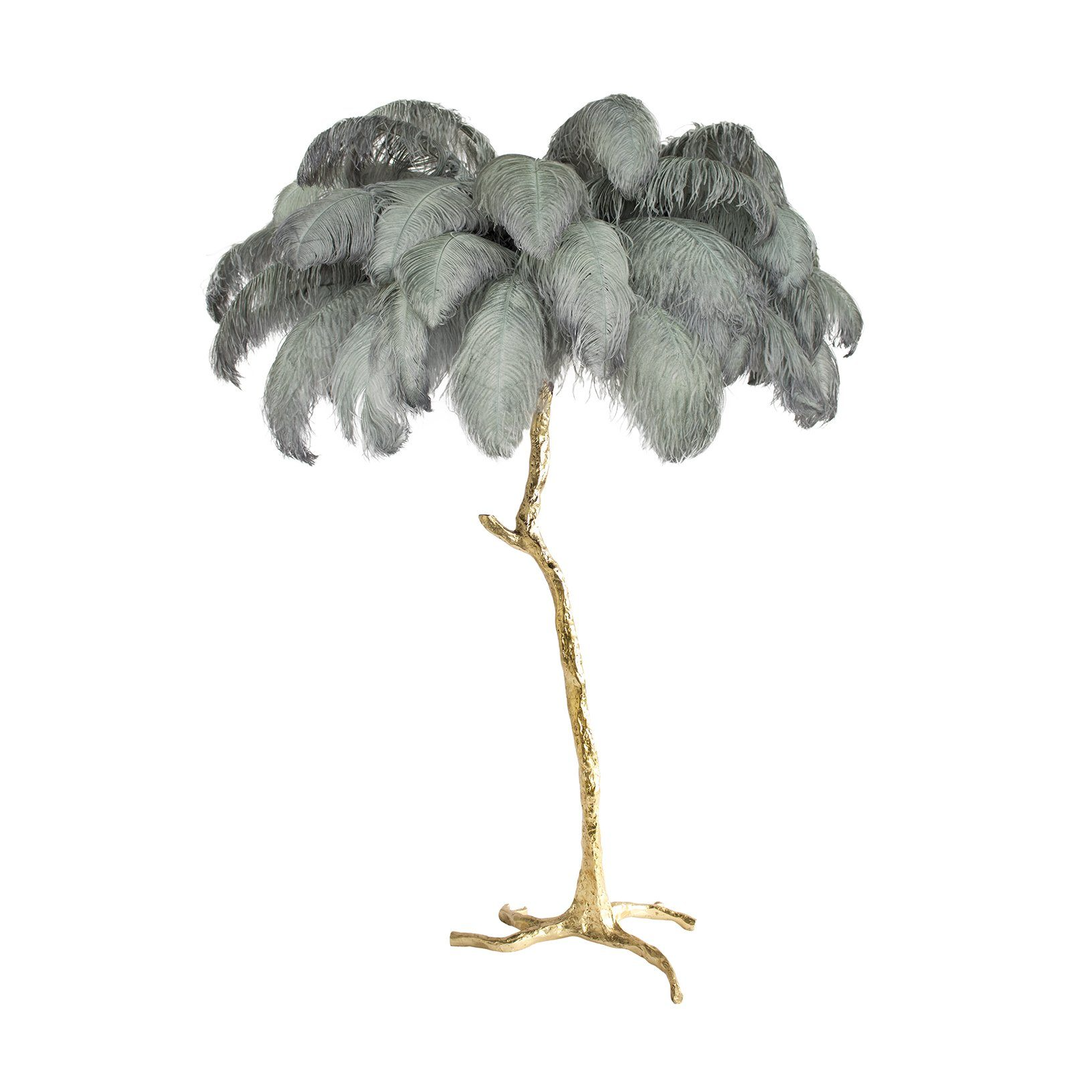 Ostrich Feather Brass Floor Lamp