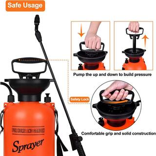 Tidoin 1.35 Gal. Lawn Pump Sprayer Watering Can with 2 Different Spray Patterns and Pressure Relief Valve DHS-YDW1-320