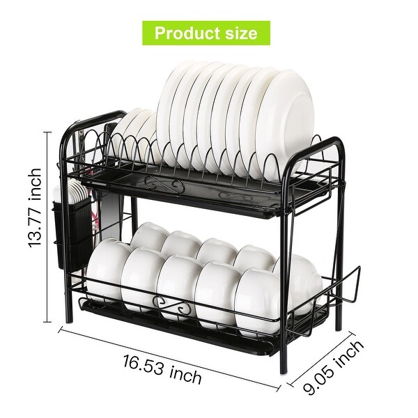 2-Tier Dish Drying Rack Dish Rack Drainer Holder Kitchen Storage Space Saver - L