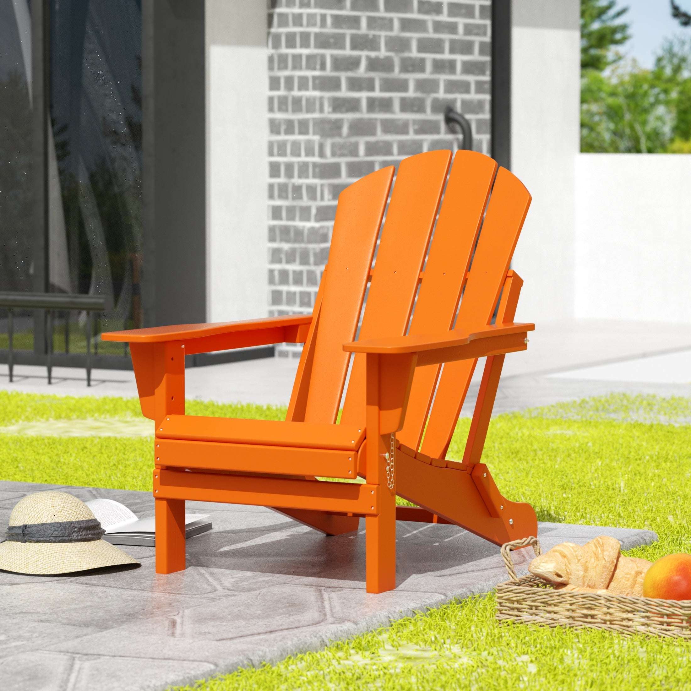 WestinTrends Outdoor Adirondack Chair, Plastic Fire Pit Chair, Weather Resistant Folding Patio Lawn Chair for Outside Deck Garden Backyard Balcony, Orange