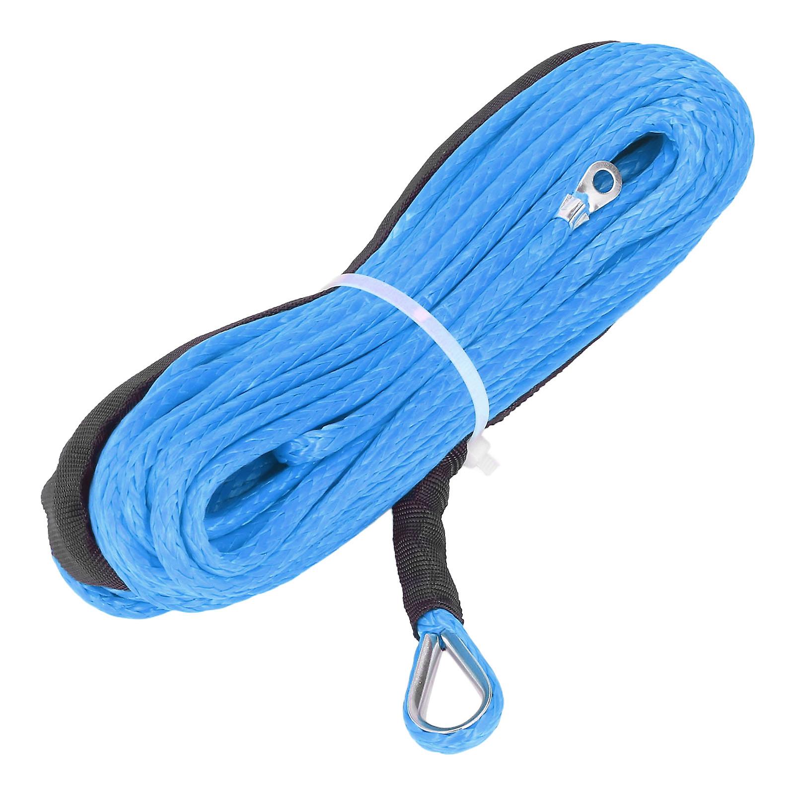 Winch Cable 4.8mmx15m Synthetic Fiber 5500lbs Breaking Strength Waterproof For Atv Utv Trailerblue