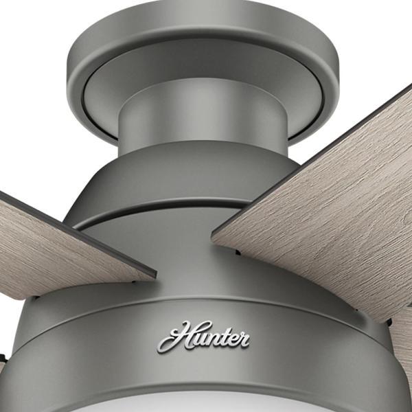 Hunter 59270 Anslee Low Profile Matte Silver Ceiling Fan With Light， 46