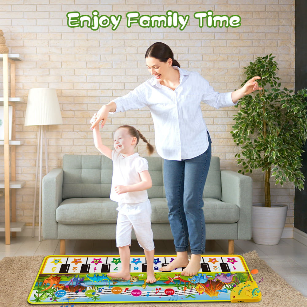 LAYADO Baby Piano Mat for Toddlers 1-3 Years Old， 43 x 14 inch Floor Keyboard Musical Dance Play Mat Pad Early Learning Toys Gift