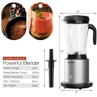 Costway 64 oz. Sliver 10-Speed Countertop Blender EP24952US