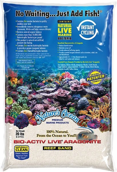 Nature's Ocean Bio-Activ Live Aragonite Saltwater Aquarium Sand， Natural White #1