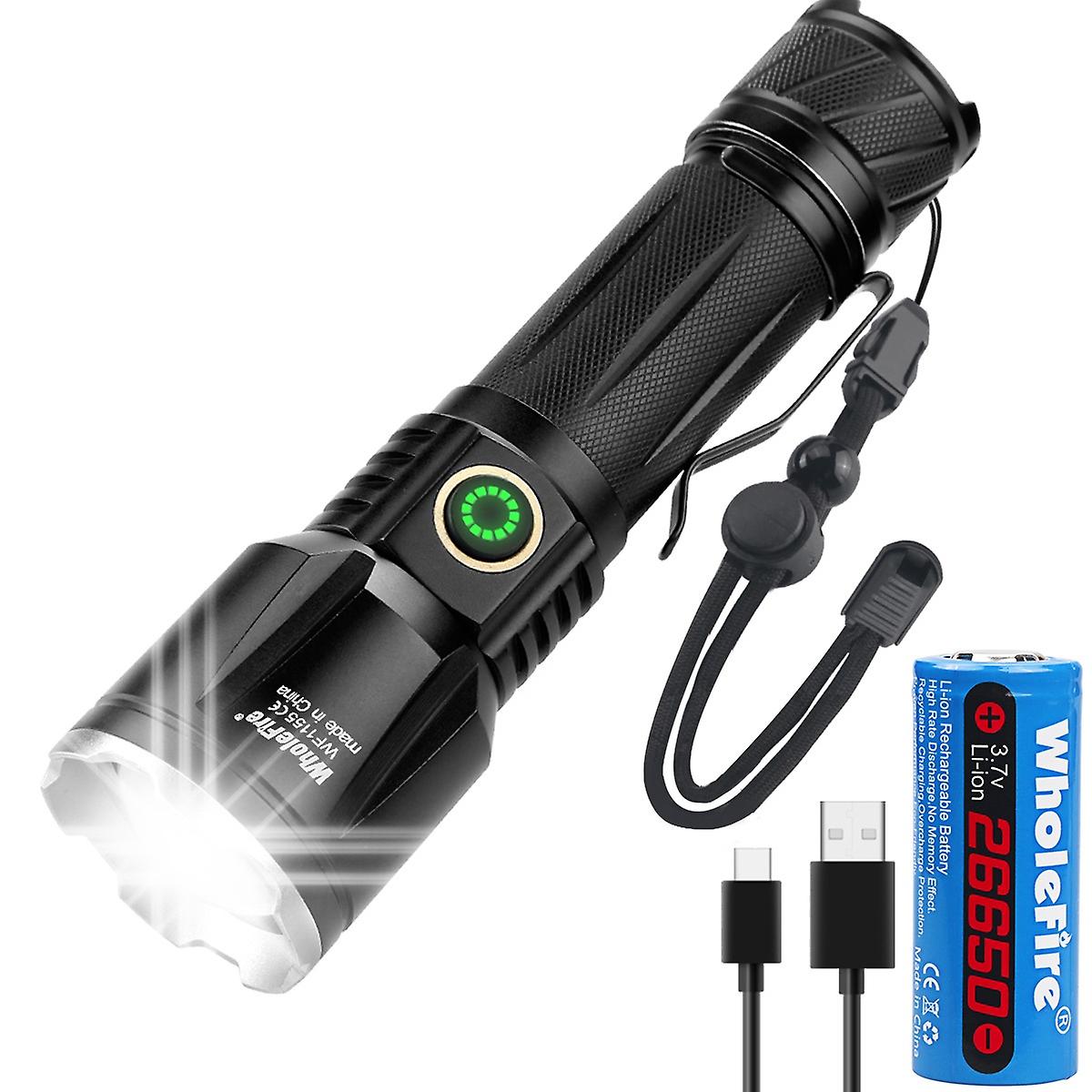 Powerful P160 Led Super Bright Flashlight Rechargeable Torch W/ 26650 Battery