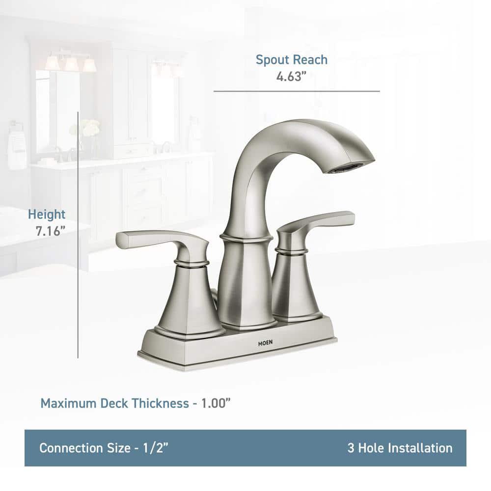 MOEN Hensley 4 in Centerset 2Handle Bathroom Faucet in Spot Resist Brushed Nickel