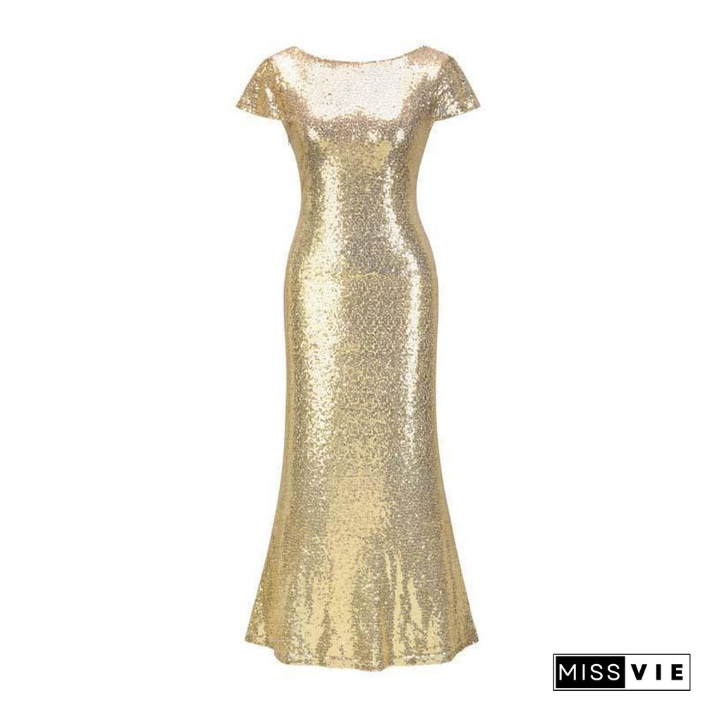 Sexy Slim Sequin Dress Women Night Club Elegant Party Long Dress Female Sequined Golden Floor Length Dresses For Women